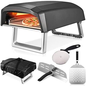 commercial chef pizza oven outdoor – gas pizza oven propane – portable pizza ovens for outside – stone brick pizza maker oven grill – with pizza oven door, peel, pizza stone, cutter, and carry cover