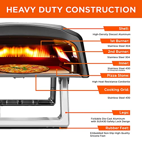Commercial Chef Pizza Oven Outdoor - Gas Pizza Oven Propane - Portable Pizza Ovens for Outside - Stone Brick Pizza Maker Oven Grill - with Pizza Oven Door, Peel, Pizza Stone, Cutter, and Carry Cover