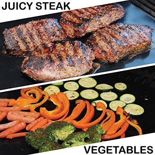 GrillShield - 3 Heavy Duty 600 Degree Grill and Bake Mats - 13 X 16 inches Non Stick Mats for BBQ & Baking, Reusable and Easy to Clean