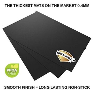 GrillShield - 3 Heavy Duty 600 Degree Grill and Bake Mats - 13 X 16 inches Non Stick Mats for BBQ & Baking, Reusable and Easy to Clean