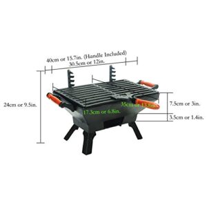 Sungmor Small Rectangle Cast Iron Charcoal Grill Stove, 12.4 by 6.8 Inch, Heavy Duty Tabletop BBQ Grill, Indoor Outdoor Portable Steak Chicken Meat Cooker, Camping Picnic Party Barbecue Smoker Grill