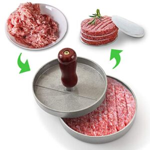 Cozihom Burger Press and Patty Papers Set, Non-Stick Hamburger Press, Grill Press, Patty Maker Mold with 120 Pcs Wax Patty Paper Sheets