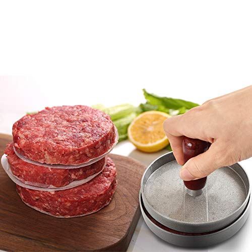 Cozihom Burger Press and Patty Papers Set, Non-Stick Hamburger Press, Grill Press, Patty Maker Mold with 120 Pcs Wax Patty Paper Sheets