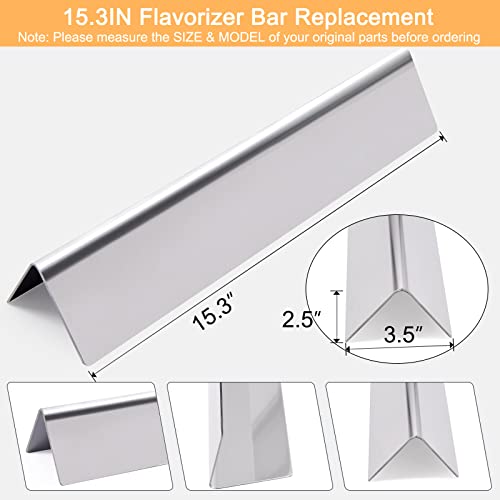 15.3'' 7635 Flavorizer Bars for Weber Spirit I & II 200 Series, Spirit E210 E220 S210 S220 with Front Control, 3 Packs Stainless Steel Heat Plates for Weber Spirit II E-210 Gas Grill Parts Replacement