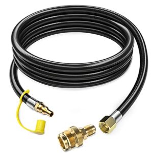 patiogem 12 ft propane quick connect hose for rv to gas grill, propane quick connect fittings for 1 lb throwaway bottle connects 1 lb portable appliance to rv 1/4″ female quick disconnect