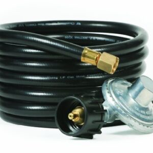 Camco Low Pressure Gas Regulator with 12' Hose 70,000 BTUs/Hr Simple and Quick Install - Use with Low Pressure Gas Fired Heaters (57721)