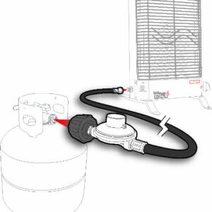 Camco Low Pressure Gas Regulator with 12' Hose 70,000 BTUs/Hr Simple and Quick Install - Use with Low Pressure Gas Fired Heaters (57721)