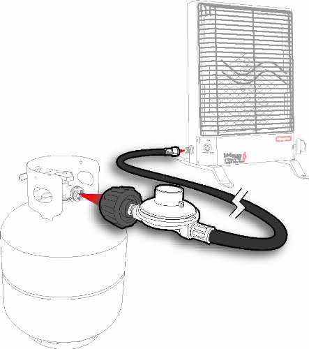 Camco Low Pressure Gas Regulator with 12' Hose 70,000 BTUs/Hr Simple and Quick Install - Use with Low Pressure Gas Fired Heaters (57721)