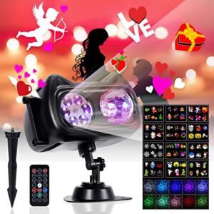 valentines day projector lights outdoor, upgraded 12 hd slides 10 colors of 3d ocean wave light ip44 waterproof led, with remote control timer for easter valentine’s day birthday decorations