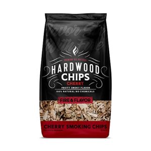 fire & flavor premium all natural wood chips for smoker – wood chips for smoking – smoker wood chips – smoker accessories gifts for men and women – cherry – 2lbs