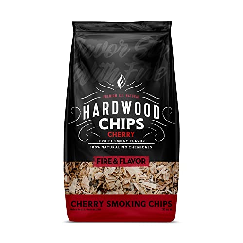 Fire & Flavor Premium All Natural Wood Chips for Smoker - Wood Chips for Smoking - Smoker Wood Chips - Smoker Accessories Gifts for Men and Women - Cherry - 2lbs