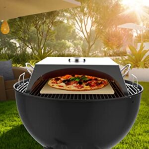 Outdoor Stainless Steel Grill Top Pizza Oven Kit with 12" Cordierite Pizza Baking Stone, Pizza Peel, Pizza Roller Cutter, Built-in Thermometer