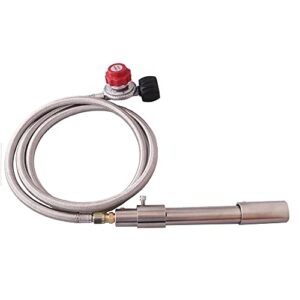 kibow stainless steel forge/furnace burner with adjustable 0~30 psig propane regulator w/steel braided hose