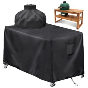 big green egg table cover 60 inch ceramic bbq grill cover,600d heavy duty green egg cover, uv & dust & rip & fading resistant,black (60″ lx27 wx31 h)