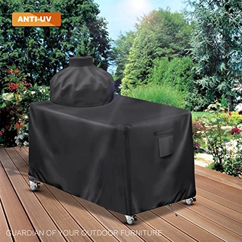 Big Green Egg Table Cover 60 Inch Ceramic BBQ Grill Cover,600D Heavy Duty Green Egg Cover, UV & Dust & Rip & Fading Resistant,Black (60" Lx27 Wx31 H)