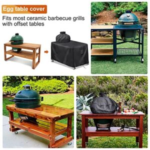 Big Green Egg Table Cover 60 Inch Ceramic BBQ Grill Cover,600D Heavy Duty Green Egg Cover, UV & Dust & Rip & Fading Resistant,Black (60" Lx27 Wx31 H)