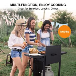Camplux Flat Top Gas Grill, 22,000 BTU Barbecue Grill, Propane Griddle Grill Combo, 2 Burner Griddle with Lid, BBQ Grill for Outdoor Cooking, Camping, Backyard Parties, RV Travel