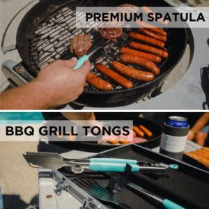 Toadfish BBQ Grill Accessories Set, 3-Piece Stainless Steel Grilling Tools with Aluminum Case, Grill Tongs, Grill Fork & Grill Spatula