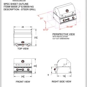 BULL 69008 Steer LP Propane-Grills, White