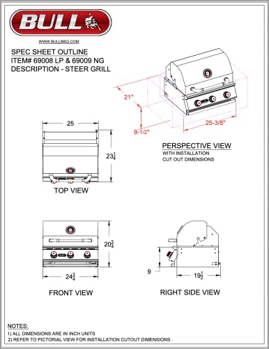 BULL 69008 Steer LP Propane-Grills, White