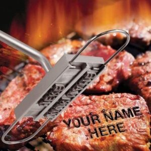 bbq meat branding iron with changeable letters and a handy draw- great for branding steaks burgers chicken