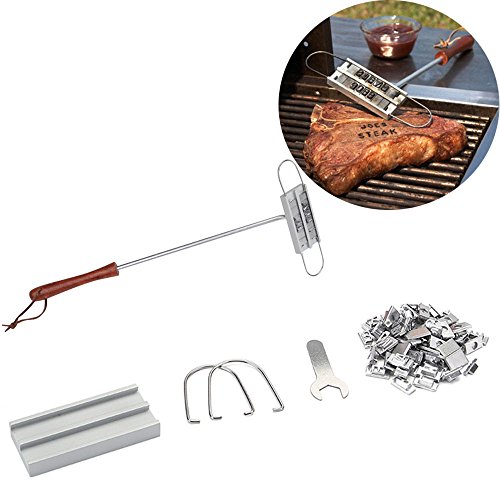 BBQ Meat Branding Iron with Changeable Letters and a Handy Draw- Great for Branding Steaks Burgers Chicken