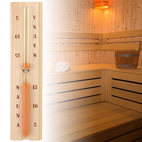 Qioni Sauna Hourglass Timer, Wood Sauna Hourglass Clock Accurate Heat Resistant Wall Mounted Sand Timer for Spa/Bath/Coffee House/Restaurant