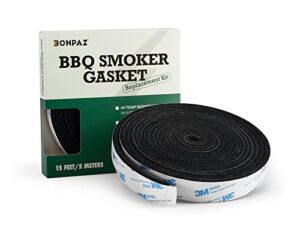 bonpaz large/xlarge big green egg gasket replacement, high-temp seal gasket for smoker – high temp material, not need to cut, 15ft long, 7/8″ wide, 1/6″ thick, black