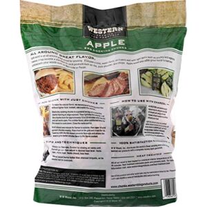 Western BBQ 28084 549 cu in. Premium Apple Wood BBQ Charcoal Propane Pellet Grill/Smoker Cooking Chunks Chips (2 Pack)