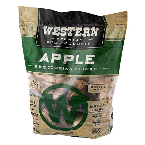 Western BBQ 28084 549 cu in. Premium Apple Wood BBQ Charcoal Propane Pellet Grill/Smoker Cooking Chunks Chips (2 Pack)