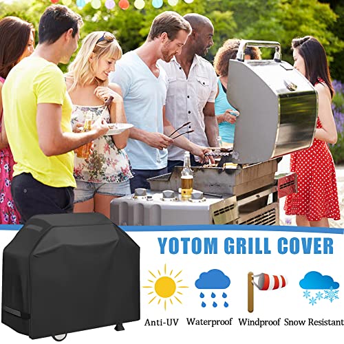 Grill Cover, Waterproof BBQ Grill Cover, 58 inch Rip-Proof and Anti-UV Barbecue Gas Grill Cover Compatible for Weber Char-Broil Nexgrill Grills and More