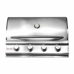 blaze prelude lbm 32-inch 4-burner built-in natural gas stainless steel grill with flame-stabilizing grids, heat zone separators, drip tray and hood