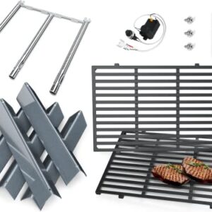 Hisencn 7636 Flavorizer Bars, 69787 Burner Tube Set, 7638 Cooking Grates for Weber Spirit I & II 300 Series, Spirit E310 S310 E320 S320 E330 S330, 15.3" Flavorizer Bars 18" Burner 17.5" Grates