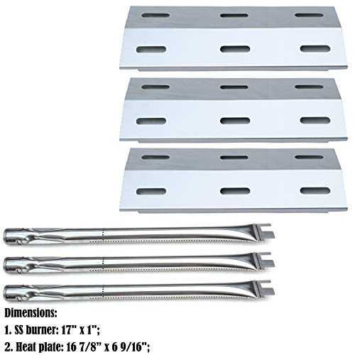 Direct Store Parts Kit DG103 Replacement for Ducane Gas Barbecue Grill 30400040,3200,3400 Grill Burners & Heat Plates (Stainless Steel Burner + Stainless Steel Heat Plate)