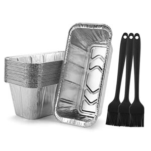 image 36 packs foil pans, compatible with blackstone 17″ 22″ 28″ 30″ 36″ aluminum foil heavy duty disposable aluminum foil pans, rear grease cup liners