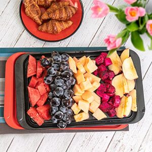 TP Serving Trays with Handles, Melamine Grill Prep and Serving Platters for Outdoor, Parties and BBQ, Set of 2, Black and Red