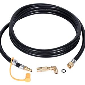 GasSaf 12 FT RV Quick Connect Propane Hose - 1/4" Quick Connect Extension Hose with Propane Elbow Adapter for Blackstone 17"/22" Griddle