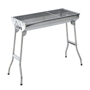 outsunny 28″ stainless steel small portable folding charcoal bbq grill set