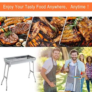 Outsunny 28" Stainless Steel Small Portable Folding Charcoal BBQ Grill Set