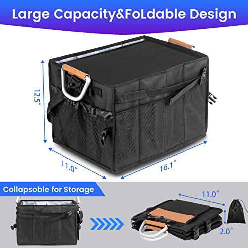 Ocooca Large Grill Caddy with Paper Towel Holder,Foldable Barbecue Picnic Caddy, Camping Set for Camping, Barbecue, Outdoor Parties, RV