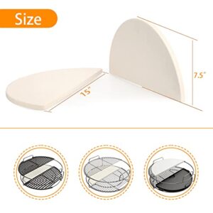 15" Half Moon Baking Stone convEGGtor Pizza Stone, 2Pack Cooking Stone Ceramic Heat Deflector Plates Setter for Large Big Green Egg Accessories and Kamado Joe Classic I II III Grill, 15" Pizza Stone