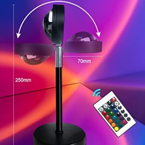Sunset Lamp Projector Sun Light Projection Lamp 16 Colors Remote Control,USB Port Power Supply Adjustable RGB Multicolor,4 Dynamic Modes Romantic Light for Photography/LivingRoom/Bedroom