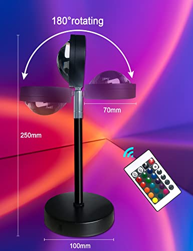 Sunset Lamp Projector Sun Light Projection Lamp 16 Colors Remote Control,USB Port Power Supply Adjustable RGB Multicolor,4 Dynamic Modes Romantic Light for Photography/LivingRoom/Bedroom