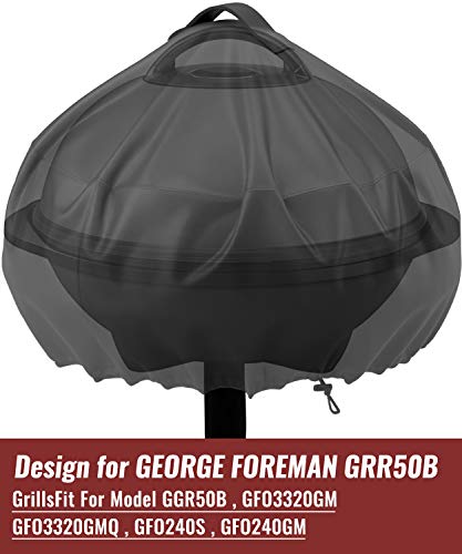NUPICK Grill Cover for George Foreman 15-Serving GGR50B, GFO3320, GFO240 Electric Grill, Easy Take Off Handle Design, All Weather Resistant Small Round Grill Cover