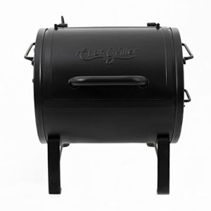 Char-Griller E82424 Smoker Side Fire Box Portable Charcoal Grill, Black & 3737 Outlaw Expandable Grill Cover, Black