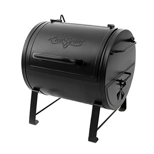 Char-Griller E82424 Smoker Side Fire Box Portable Charcoal Grill, Black & 3737 Outlaw Expandable Grill Cover, Black