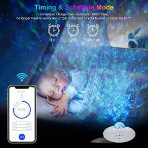 XYon Galaxy Projector, Dynamic Star Projector Bedroom Night Light Christmas Star Projector with Remote Control for Children and Adults Family Party Decorations Game, White