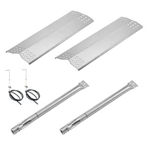 yiham kz982 replacement parts for kitchenaid 2 burner 720-0819 gas grill, 2 pcs heat shield plate + 2 pcs grill burner tube + 2 pcs grill igniter wire, stainless steel, 16 1/2 inch
