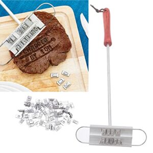 BBQ Meat Branding Iron, Stainless Steel Custom Branding Iron with Changeable Letters for Grill Steak Burger