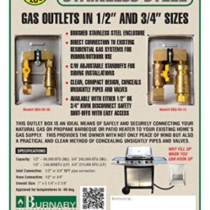 Burnaby Manufacturing Ltd BBQ-SS-50 BBQ Gas Outlet, 1/2-Inch, Stainless Steel